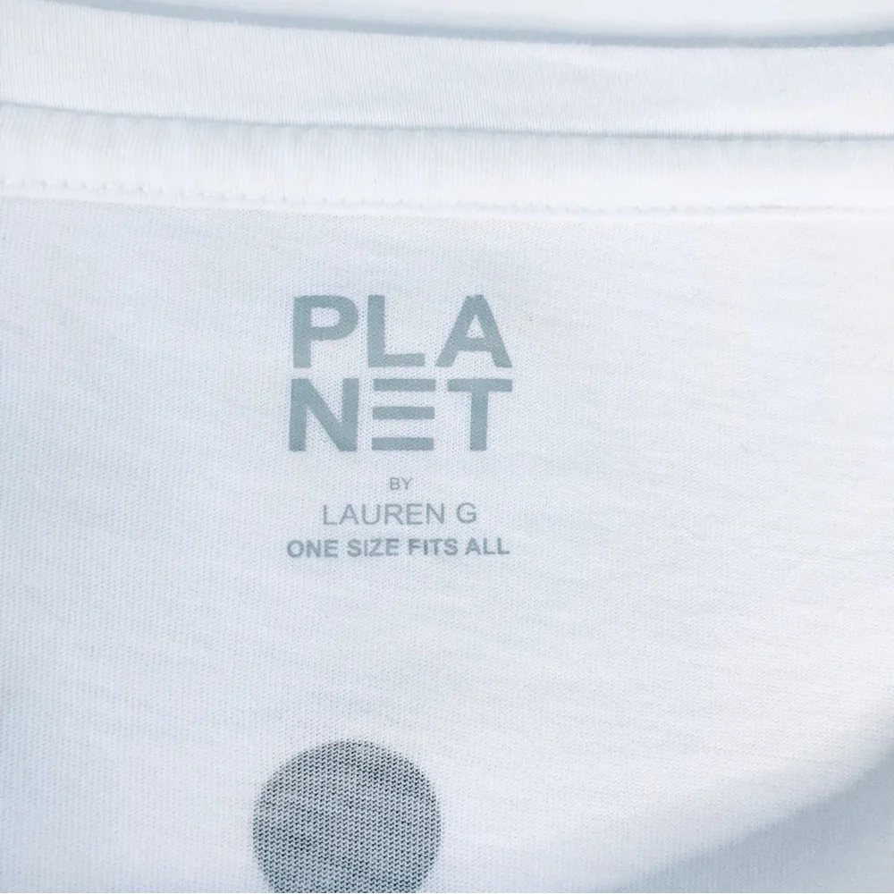 PLANET BY LAUREN G Dot Dot Dot Luxury Boxy T-Shirt White Black - Picture 12 of 13